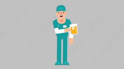 AE模板-NURSE 27 Cheering with Glass医疗科技医生护士喝啤酒扁平人物职业角色