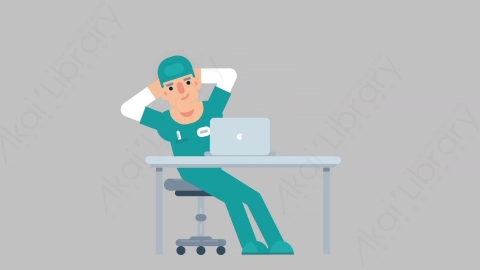 AE模板-NURSE 31 Typing on PC 2医疗科技医生护士在电脑上打字扁平人物职业角色