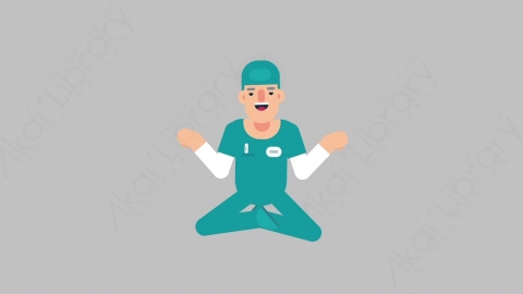 AE模板-NURSE 33 Meditation医疗科技医生护士冥想沉思扁平人物职业角色