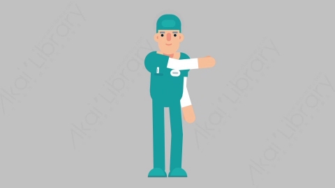 AE模板-NURSE 39 Pointing 2医疗科技医生护士指向指点扁平人物职业角色 业角色