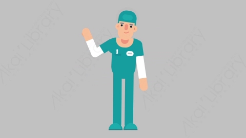 AE模板-NURSE 40 Pointing 3医疗科技医生护士指向指点扁平人物职业角色