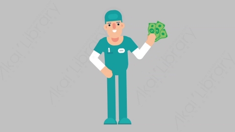 AE模板-NURSE 41 Pulling Money医疗科技医生护士拿钱扁平人物职业角色