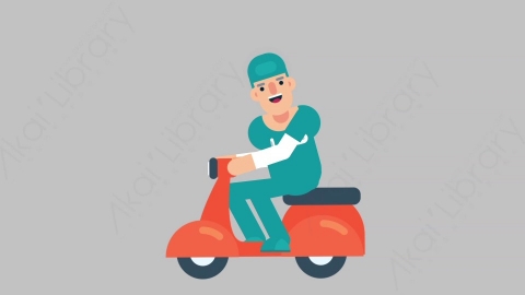 AE模板-NURSE 52 Scooter医疗科技医生护士骑摩托车扁平人物职业角色