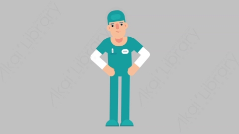 AE模板-NURSE 69 Talking医疗科技医生护士说话讲话扁平人物职业角色