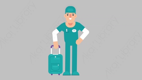 AE模板-NURSE 74 Traveling医疗科技医生护士旅游旅行扁平人物职业角色