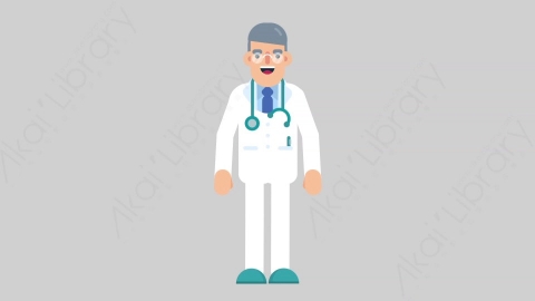 AE模板-DOCTOR 01 Basic医生大夫基本动作扁平医学医疗科技人物职业角色