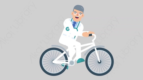 AE模板-DOCTOR 04 Bicycle医生大夫骑自行车扁平医学医疗科技人物职业角色