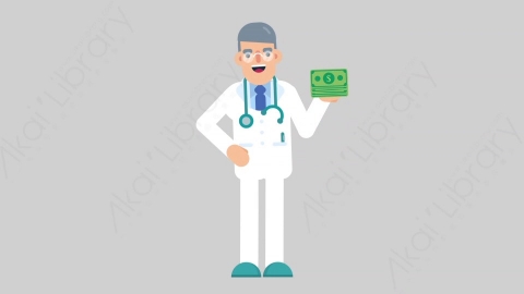 AE模板-DOCTOR 16 Gain Money医生大夫赚钱扁平医学医疗科技人物职业角色