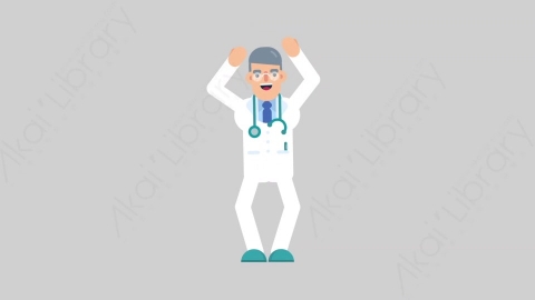 AE模板-DOCTOR 26 Cheering医生大夫欢呼喝彩扁平医学医疗科技人物职业角色
