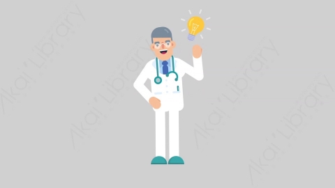 AE模板-DOCTOR 28 Idea医生大夫有主意想法扁平医学医疗科技人物职业角色