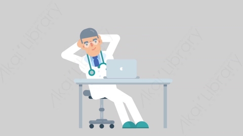 AE模板-DOCTOR 31 Typing on PC 2医生大夫在电脑上打字扁平医学医疗科技人物职业角色