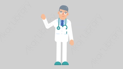 AE模板-DOCTOR 40 Pointing 3医生大夫指向指点扁平医学医疗科技人物职业角色