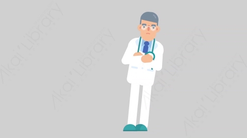 AE模板-DOCTOR 43 Pushed医生大夫被推走扁平医学医疗科技人物职业角色