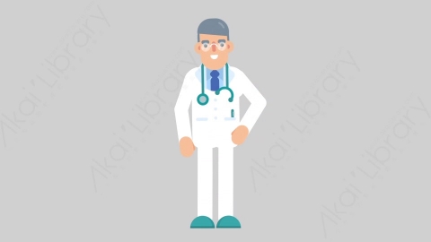 AE模板-DOCTOR 72 Tie医生大夫整理领带扁平医学医疗科技人物职业角色