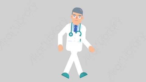 AE模板-DOCTOR 77 Walking Cycle医生大夫一直步行扁平医学医疗科技人物职业角色