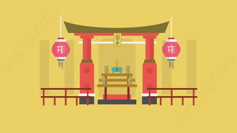 图片素材-扁平唐人街场景