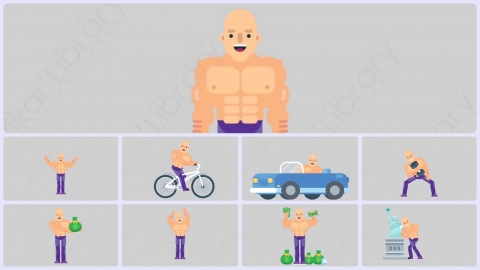 AE模板-FITNESS 健身房肌肉男扁平人物日常角色