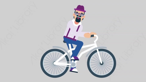 AE模板-MUSICIAN 04 Bicycle音乐家作曲家艺术家骑自行车扁平人物职业角色