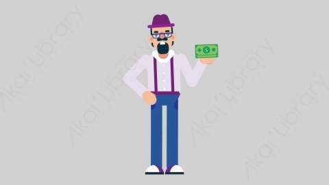 AE模板-MUSICIAN 17 Losing Money音乐家作曲家艺术家赔钱亏损扁平人物职业角色