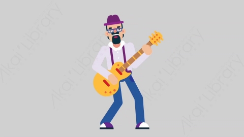 AE模板-MUSICIAN 20 Playing Guitar音乐家作曲家艺术家弹吉他扁平人物职业角色