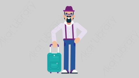AE模板-MUSICIAN 74 Traveling音乐家作曲家艺术家旅游旅行扁平人物职业角色