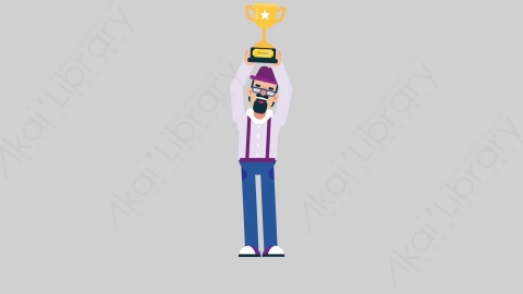 AE模板-MUSICIAN 75 Trophy音乐家作曲家艺术家举起奖杯扁平人物职业角色