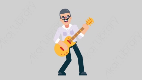 AE模板-TEACHER 20 Playing Guitar学校课堂教师老师弹吉他扁平人物职业角色