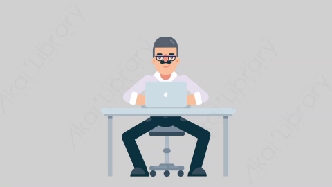 AE模板-TEACHER 30 Typing on PC学校课堂教师老师在电脑上打字扁平人物职业角色
