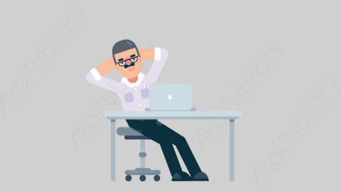 AE模板-TEACHER 31 Typing on PC 2学校课堂教师老师在电脑上打字扁平人物职业角色
