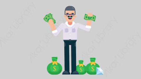 AE模板-TEACHER 34 Money学校课堂教师老师财产财富钱扁平人物职业角色