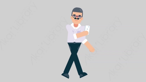 AE模板-TEACHER 79 Walking w Phone学校课堂教师老师行走打电话扁平人物职业角色