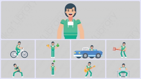 AE模板-WOMAN NURSE 医疗科技女性医生护士扁平人物职业角色