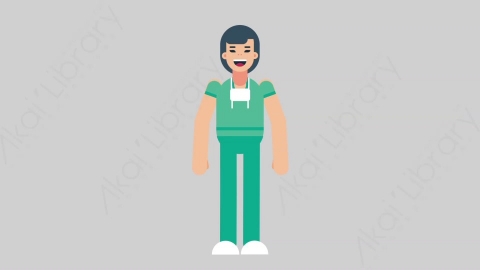 AE模板-WOMAN NURSE 01 Basic医疗科技女性医生护士基本动作扁平人物职业角色