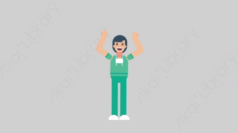 AE模板-WOMAN NURSE 03 Applause 2医疗科技女性医生护士掌声欢呼扁平人物职业角色
