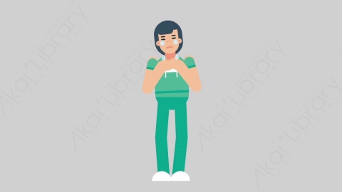 AE模板-WOMAN NURSE 08 Crying医疗科技女性医生护士悲伤哭泣扁平人物职业角色