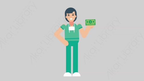 AE模板-WOMAN NURSE 17 Losing Money医疗科技女性医生护士赔钱亏损扁平人物职业角色
