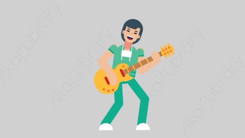 AE模板-WOMAN NURSE 20 Playing Guitar医疗科技女性医生护士弹吉他扁平人物职业角色