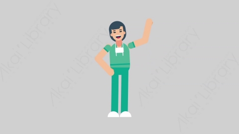 AE模板-WOMAN NURSE 24 Hello医疗科技女性医生护士打招呼扁平人物职业角色