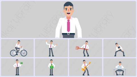 AE模板-NORMIE-4 休闲企业商业男士扁平人物商务角色