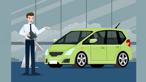 图片素材-扁平销售出售汽车
