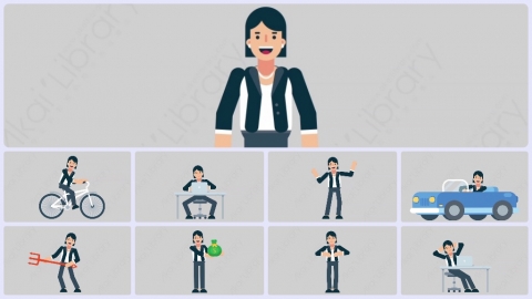 AE模板-WOMAN OFFICE 企业商业女性办公室主管扁平人物商务角色