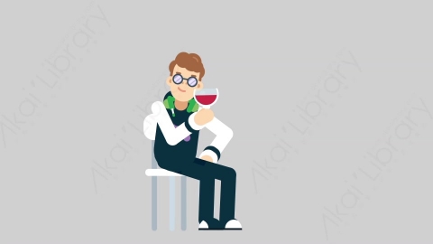 AE模板-GAMER 80 Wine Toast游戏玩家电竞选手喝红酒扁平人物职业角色