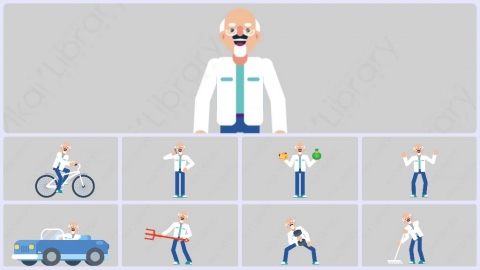 AE模板-OLD SCIENTIST 科学家科研人员扁平人物职业角色