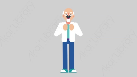 AE模板-OLD SCIENTIST 02 Applause科学家科研人员掌声欢呼扁平人物职业角色