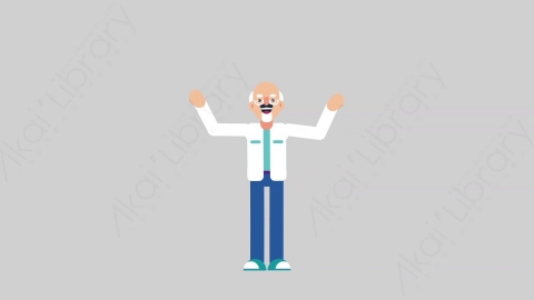 AE模板-OLD SCIENTIST 03 Applause 2科学家科研人员掌声欢呼扁平人物职业角色