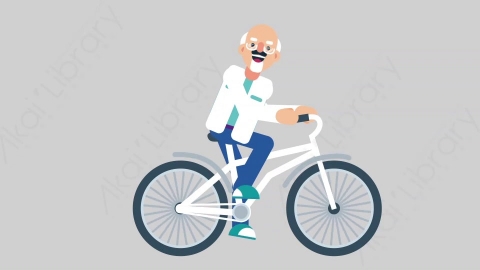 AE模板-OLD SCIENTIST 04 Bicycle科学家科研人员骑自行车扁平人物职业角色