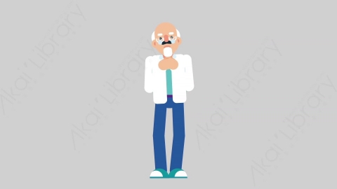 AE模板-OLD SCIENTIST 08 Crying科学家科研人员悲伤哭泣扁平人物职业角色