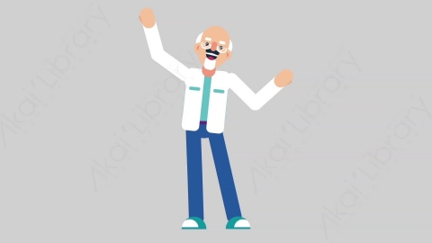 AE模板-OLD SCIENTIST 09 Dance 1科学家科研人员跳舞舞蹈扁平人物职业角色
