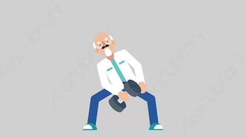 AE模板-OLD SCIENTIST 14 Exercise科学家科研人员锻炼运动扁平人物职业角色