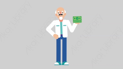 AE模板-OLD SCIENTIST 17 Losing Money科学家科研人员赔钱亏损扁平人物职业角色